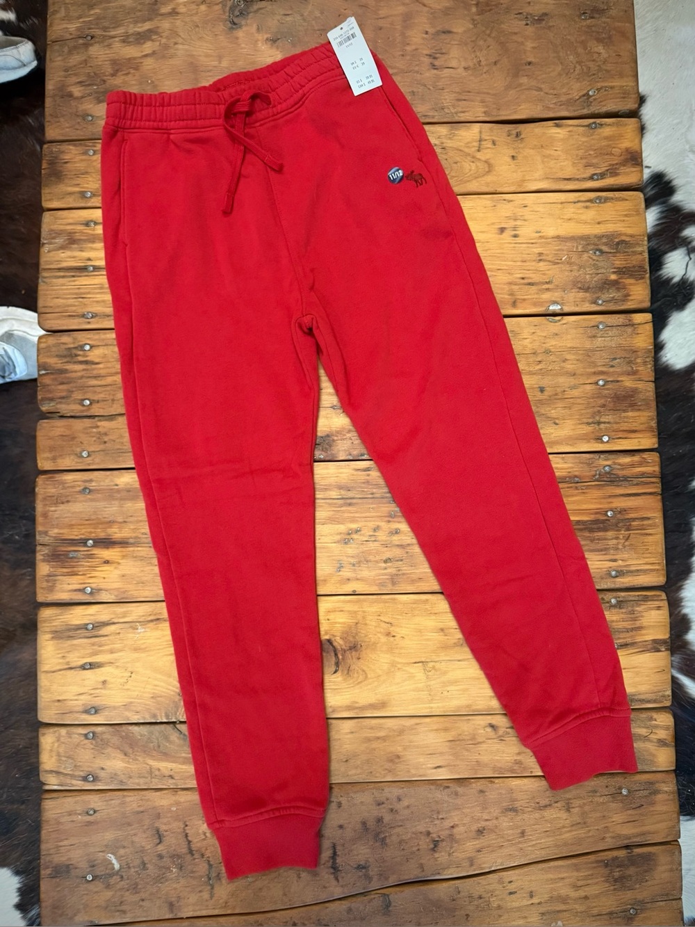 abercrombie kids red fleece joggers. 11/12. NWT